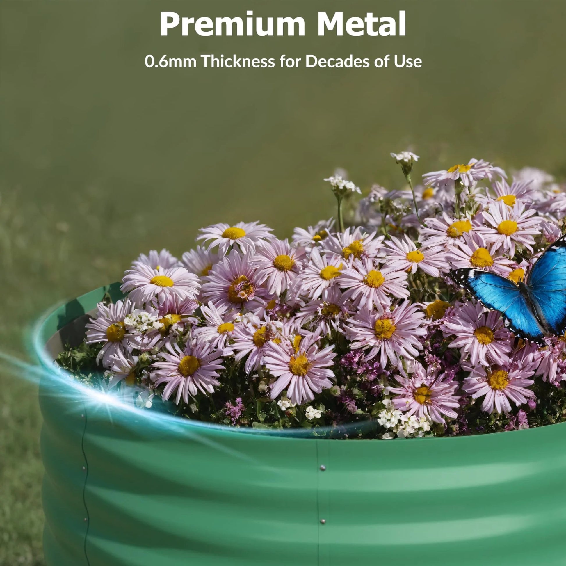 Garvee 2 Pcs Raised Garden Beds Outdoor 4x2x2 ft Galvanized Steel Planter Box Green Rust-Resistant Easy Assembly