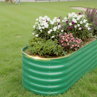 Garvee 2 Pcs 8x2x1.5 ft Raised Garden Beds Outdoor Galvanized Steel Planter Box Green Rust-Resistant Easy Assembly