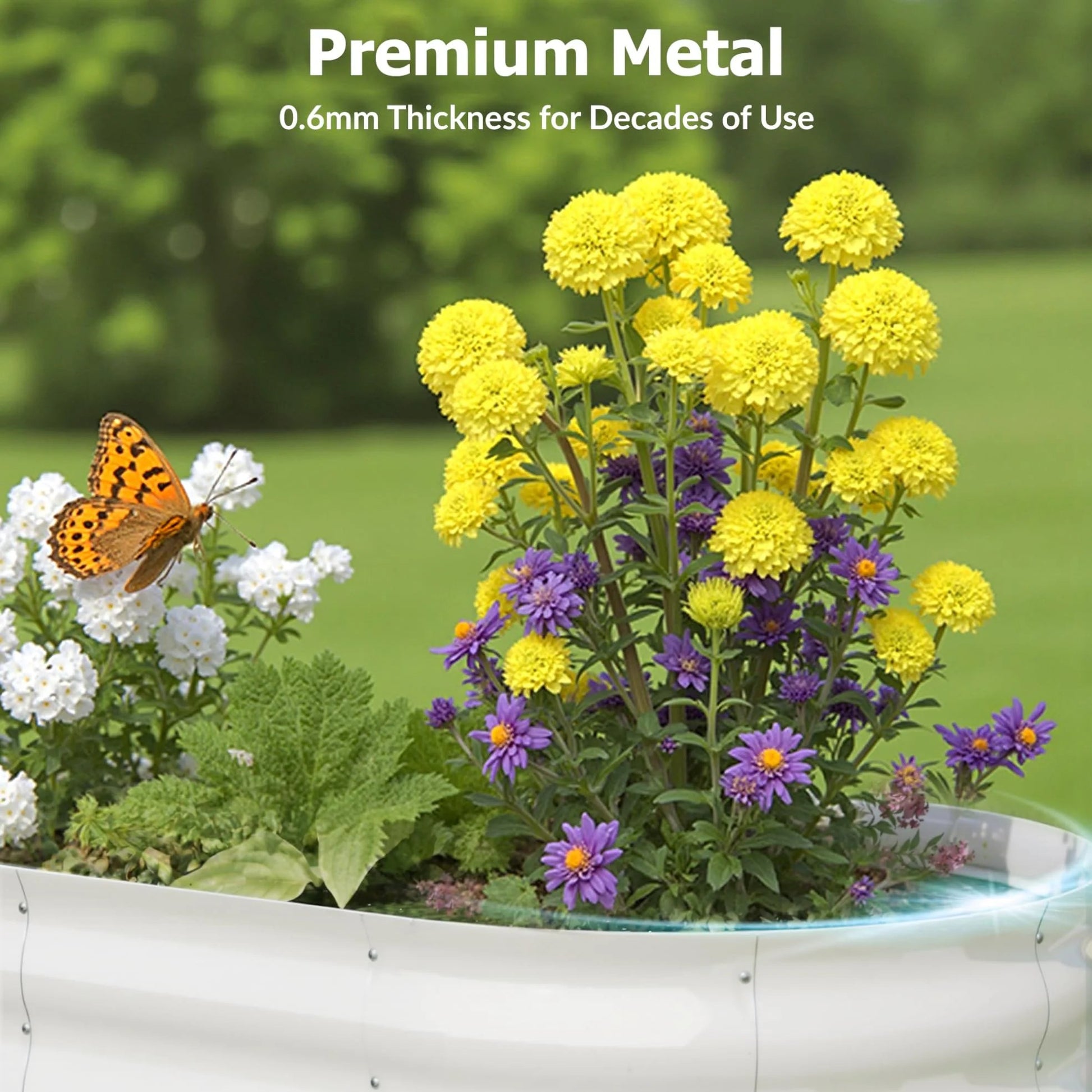 Garvee 2 Pcs Raised Garden Beds Outdoor 4x2x2ft Galvanized Steel Planter Box Beige Rust-Resistant Easy Assembly