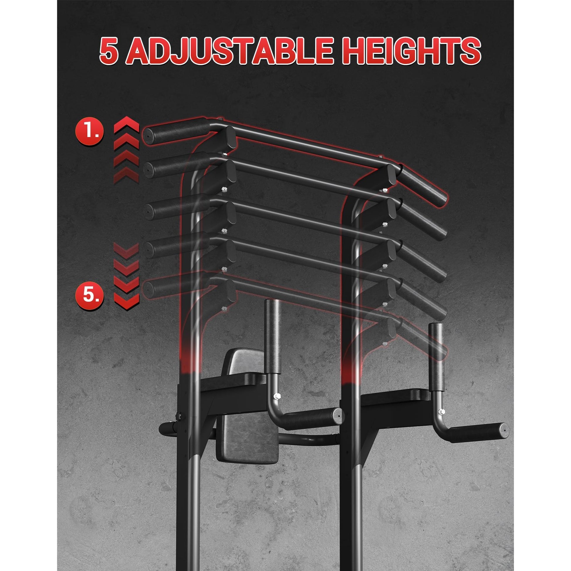 Garvee Pull Up Bar Free Standing Workout Equipment Power Tower Dip Station Home Gym 450LBS Black