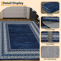 Garvee Modern 10x13 Area Rugs Soft Washable Non Slip Low Pile Blue for Living Room Bedroom Nursery Office