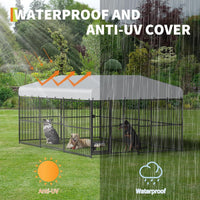 Garvee Large Dog Enclosures Outdoor Dog Kennel with Waterproof Cover Feeding Doors for Yard Garden Backyard 10×15×7FT