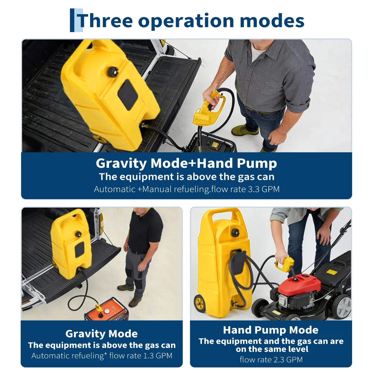 Garvee Heavy-Duty 15 Gallon Portable Gasoline Fuel Caddy with 10FT Manual Siphon Pump – Leak-Proof HDPE Wheeled Gas Can for Lawn Mowers, Tractors, Boats, Snow Blowers, Generators – Yellow