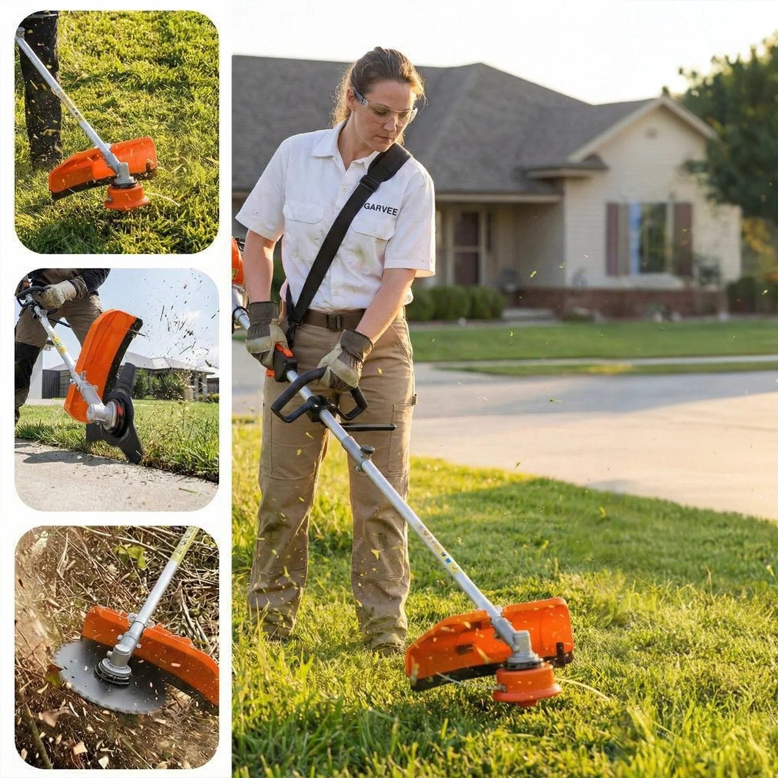 Garvee 43cc 2-Cycle Gas Weed Eater 3-in-1 Multifunctional Brush Cutter 17.3" Cutting Head 10" Grass Trimmer Head