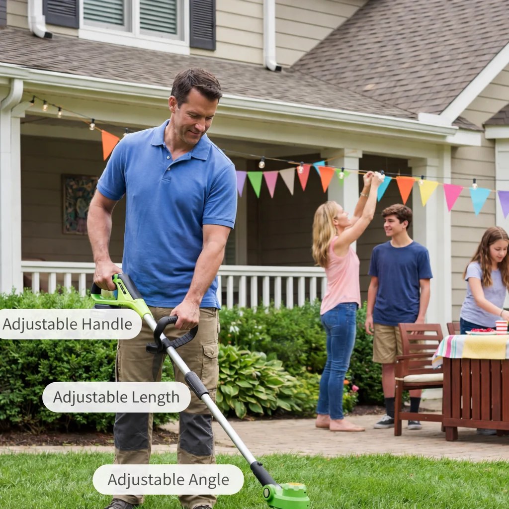 Garvee 20V Grass Trimmer With Dual Lithium Batteries, 8 Cutting Lines, Portable Electric Garden Cutter, Lightweight Design
