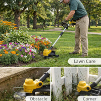 Garvee 20V Grass Trimmer With Dual Lithium Batteries, 8 Cutting Lines, Portable Electric Garden Cutter, Lightweight Design, Yellow