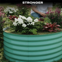 Garvee 2 Pcs 10x4x1.5ft Galvanized Raised Garden Bed - Heavy-Duty Metal Planter Box for Vegetables, Flowers, Herbs, 18/24In Tall, Beige/Green