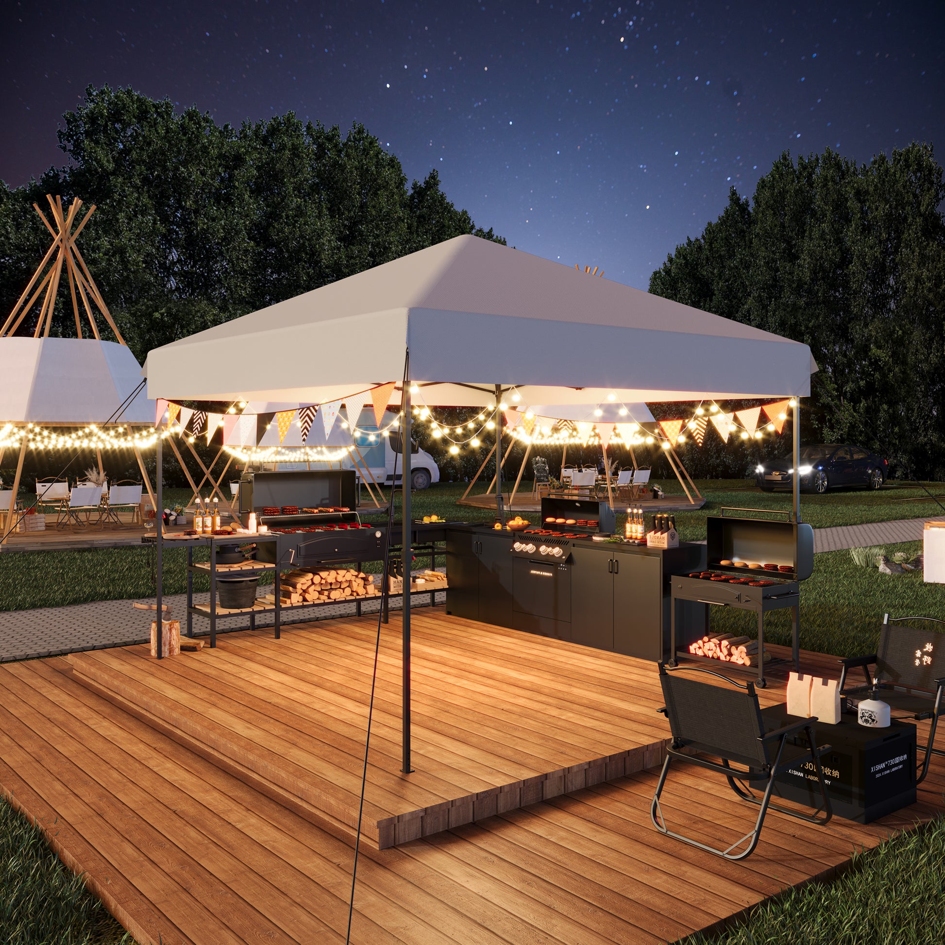 Garvee Tonnelle Pop Up 3 x 3 m Imperméable Résistante aux UV Abri Instantané Commercial avec Sac de Transport, Blanc