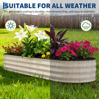 Garvee 2 Pcs 8x2x1.5 ft Raised Garden Beds Outdoor Galvanized Steel Planter Box Beige Durable Rust-Resistant Easy Assembly