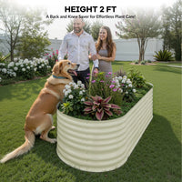 Garvee 2 Pcs Galvanized Raised Garden Bed - Heavy-Duty Metal Planter Box for Vegetables, Flowers, Herbs, 6x3x2ft, Beige/Green