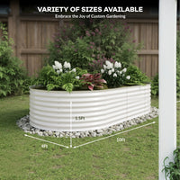 Garvee 2 Pcs Galvanized Raised Garden Bed - Heavy-Duty Metal Planter Box for Vegetables, Flowers, Herbs - 18/24In Tall, Rust-Resistant Outdoor Garden Box, 10x4x1.5ft Beige/Green