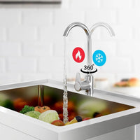 Garvee Stainless Steel Free Standing Single Bowl Sink with Faucet for Laundry Kitchen Garage Outdoor, Adjustable Legs, Silver