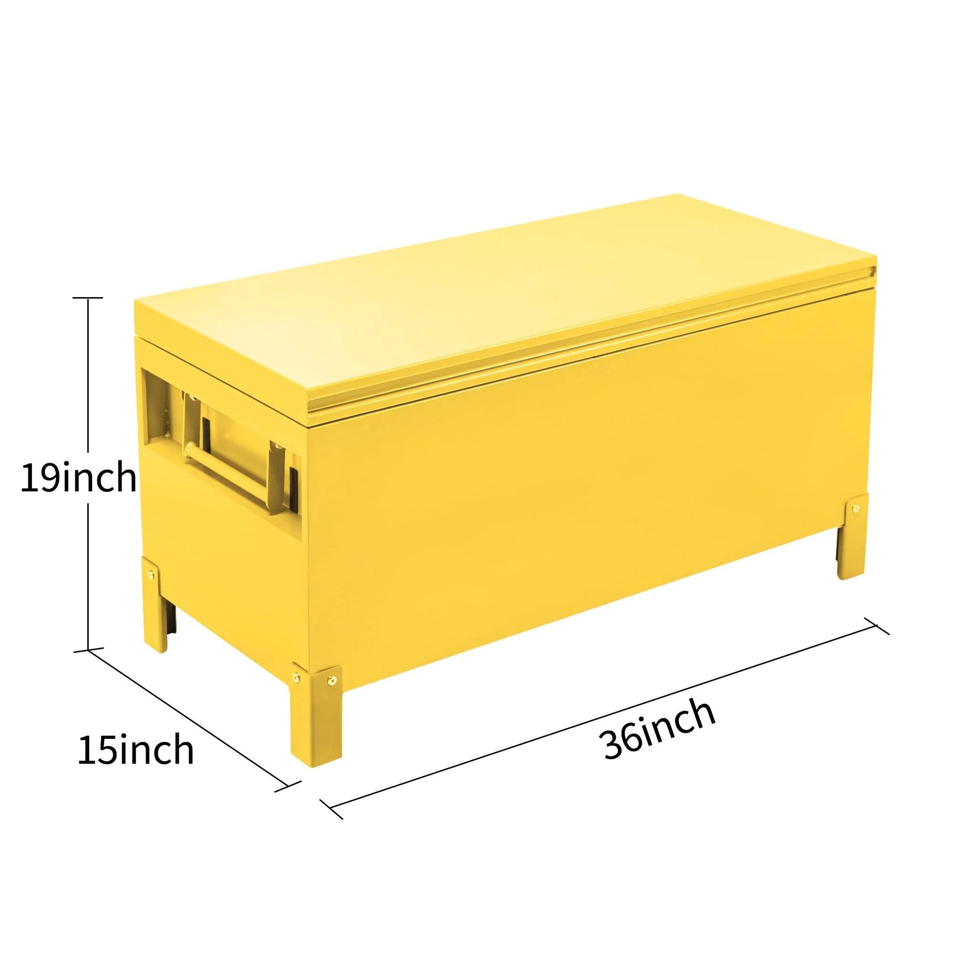 Garvee Steel Truck Bed Toolboxes 36'' Heavy Duty Aluminum Jobsite Storage Box Yellow Large Deck Chest