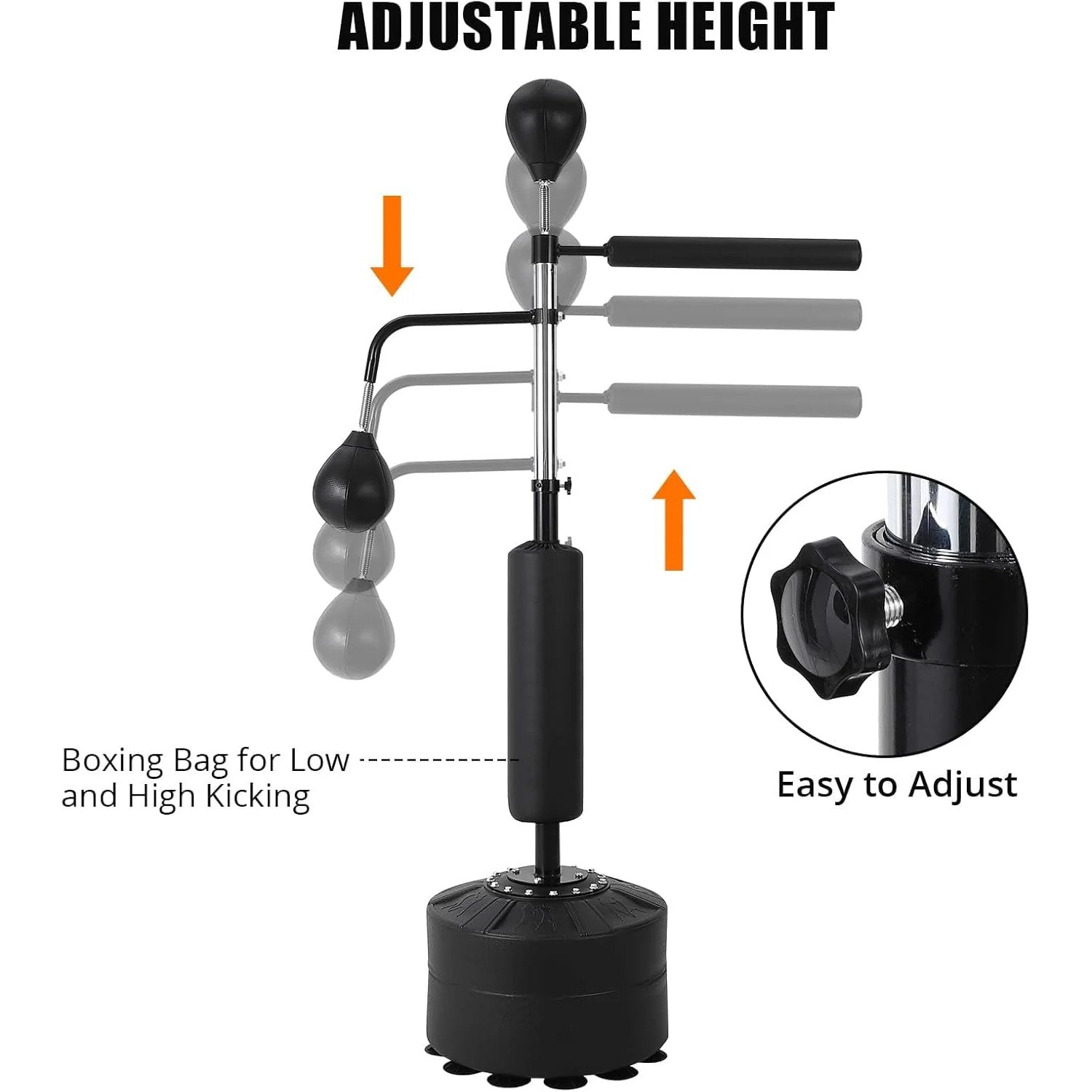 Garvee Boxing Speed Trainer Punching Bag with Stand 360° Spinning Bar Reflex Balls Gloves Adjustable Height Home Gym