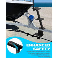 Garvee 2 Step Boat Trailer Steps Heavy Duty With Handle Universal Fit Bass Pontoon Boats Black