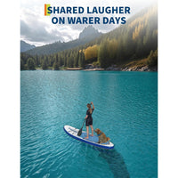 Garvee Inflatable Stand Up Paddle Board with Premium Accessories for Youth & Adults, 11 ft Blue-White, Ultra-Stable Wide Base, Non-Slip EVA Deck