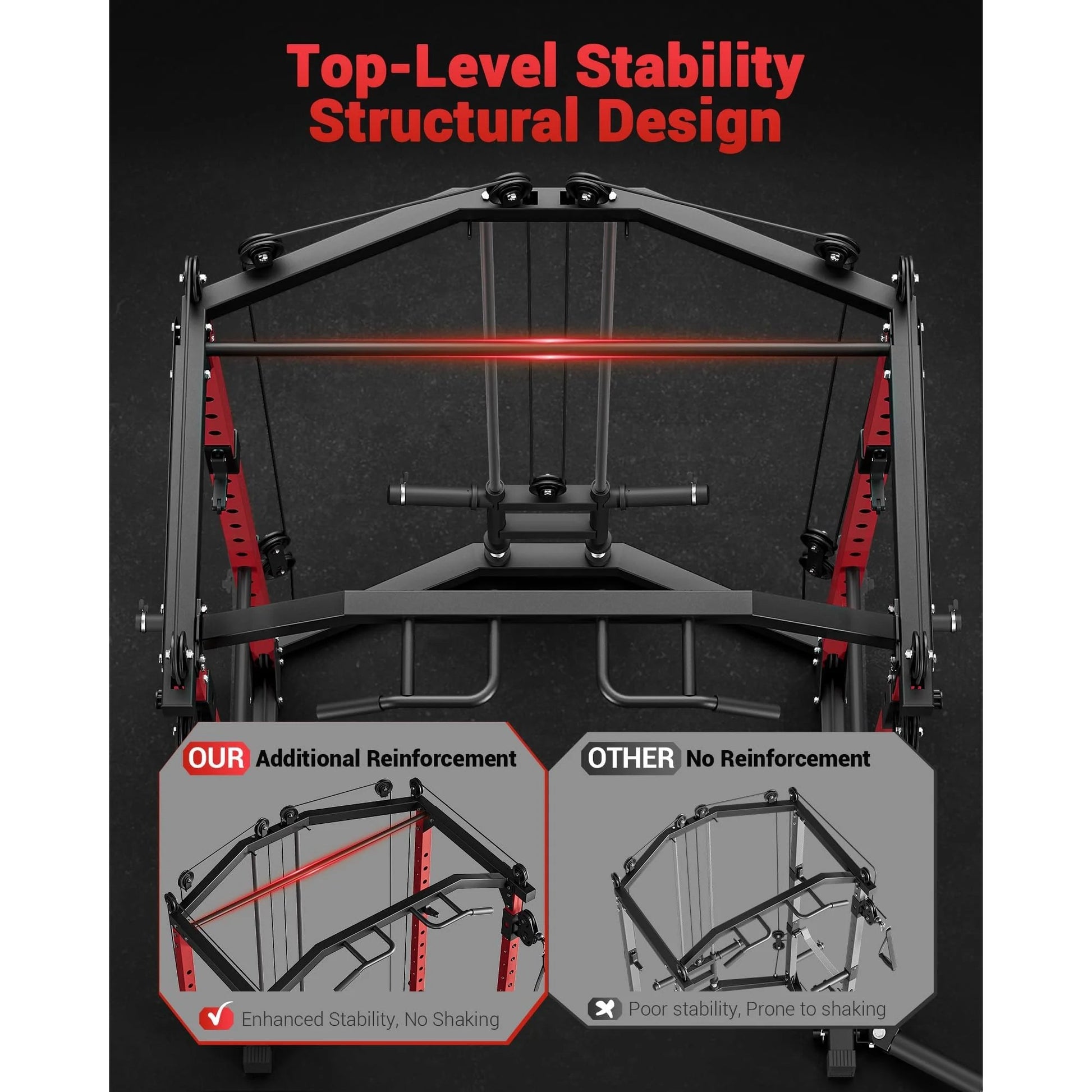 Garvee Power Cage Multi-Functional Power Racks With Cable Crossover System For Home Gym 1600 LBS Red