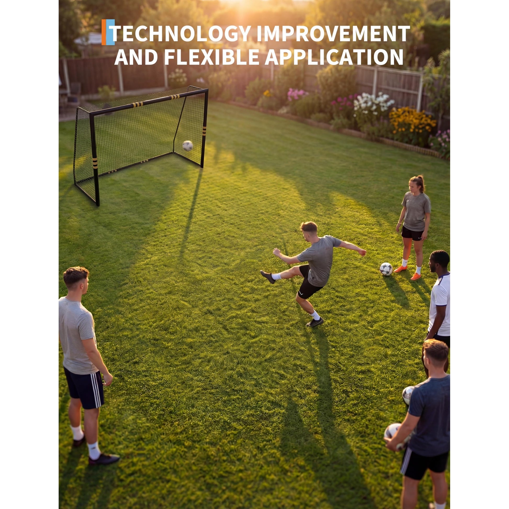 Garvee 8x5.3 Ft Metal Soccer Goal with Foam Padded Posts for Backyard Use, Weatherproof, Easy Assembly, Durable Rust-Resistant Steel, Suitable for Adults and Kids