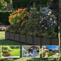 Garvee 7 PCS Plastic Plant With Trellis Raised Garden Bed Outdoor Planter For Patio Balcony Black
