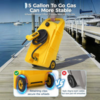 Garvee Heavy-Duty 15 Gallon Portable Gasoline Fuel Caddy with 10FT Manual Siphon Pump – Leak-Proof HDPE Wheeled Gas Can for Lawn Mowers, Tractors, Boats, Snow Blowers, Generators – Yellow