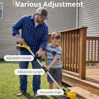 Garvee 20V Grass Trimmer With Dual Lithium Batteries, 8 Cutting Lines, Portable Electric Garden Cutter, Lightweight Design, Yellow