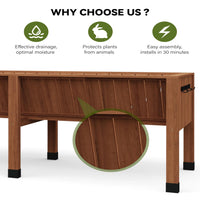 Garvee Deep Wooden Raised Garden Bed with Legs & Hooks – 72x26x31in Planter Box – 13.7" Deep, Elevated for Vegetables, Herbs, Flowers – Detachable Liner, Outdoor Use for Patio, Balcony, Backyard, Oak Color