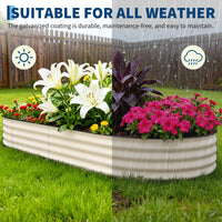 Garvee 2 Pcs 10x4x1.5 ft Raised Garden Beds Outdoor Galvanized Steel Planter Box Beige