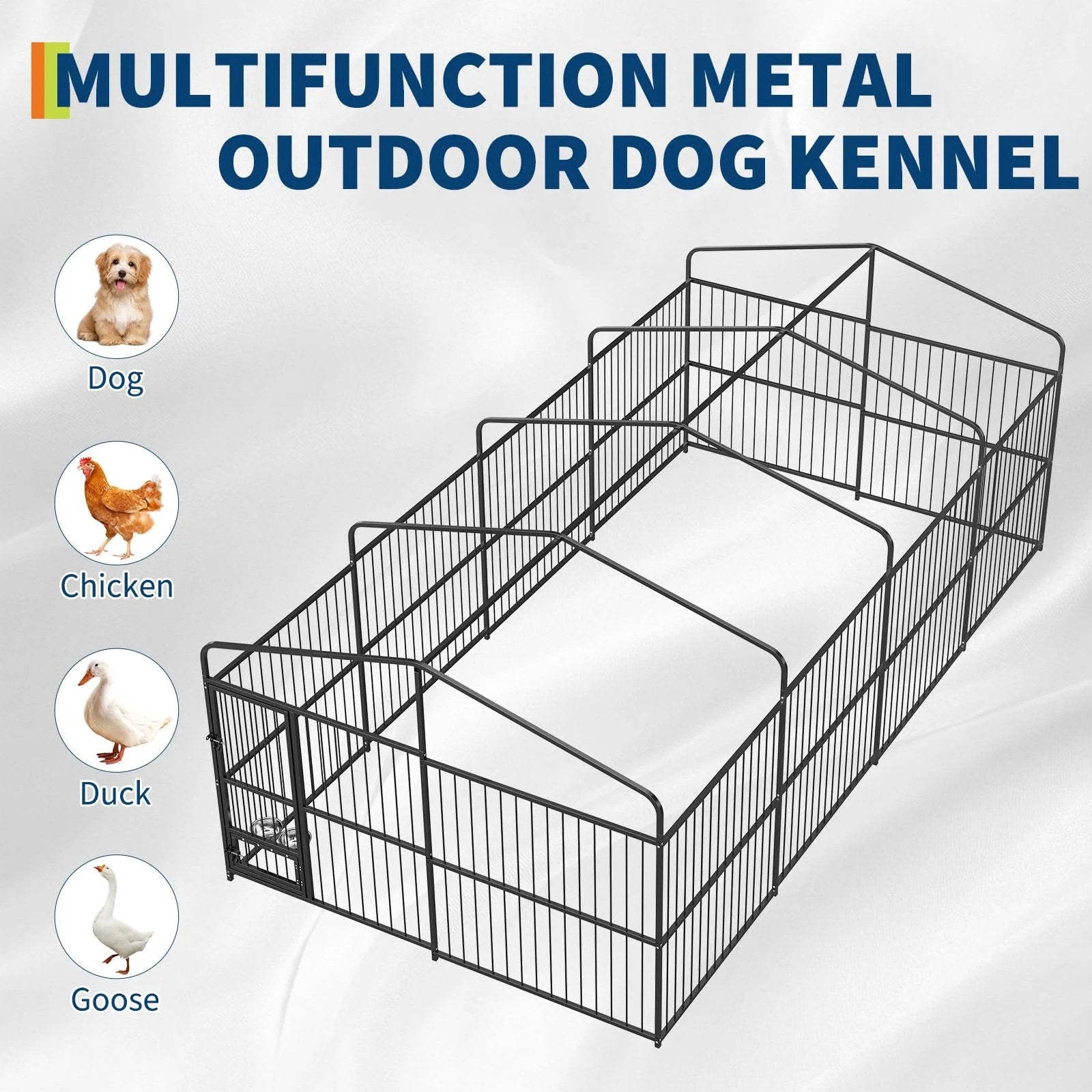 Garvee Outdoor Dog Kennel with Waterproof Canopy Large Dog Enclosures for Garden Backyard Courtyard 10×20×6FT