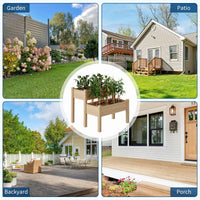 Garvee Jardinière surélevée à 2 niveaux en bois de sapin avec pieds pour jardin, terrasse, balcon, 33"x33"x29" Bois naturel