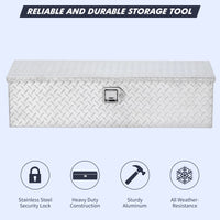 Boîte à outils en aluminium Garvee de 48 pouces pour benne de camion, coffre de rangement robuste et étanche avec serrure pour camions, remorques, camping-cars, argent