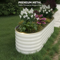 Garvee 2 Pcs Raised Garden Beds Outdoor Galvanized Steel Planter Box 8x2x1.5 ft Beige