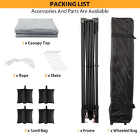 Garvee 10'x10' Pop-Up Canopy Tent - Waterproof Portable Sun Shelter with Roller Bag, Sandbags & Stakes for Picnic, Camping & Outdoor Events, Grey