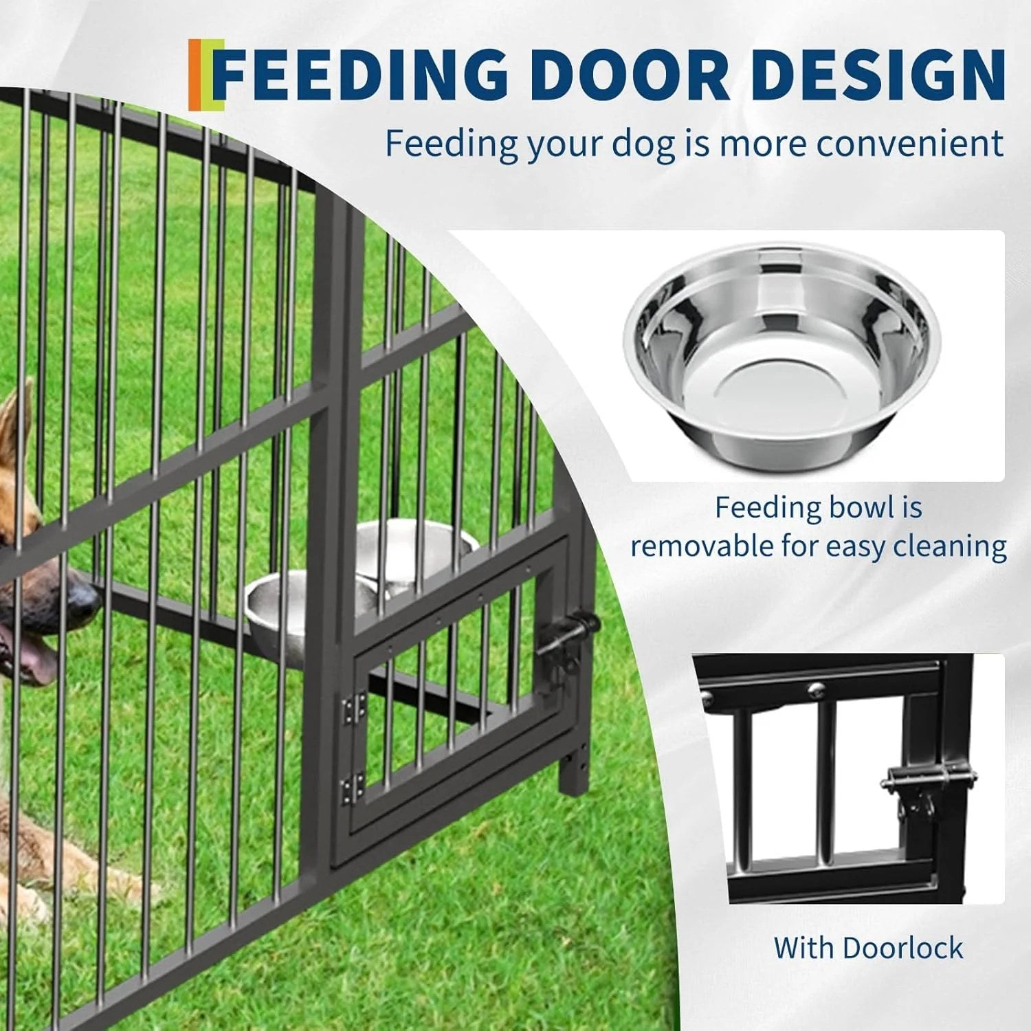 Garvee Large Dog Enclosures Outdoor Dog Kennel with Waterproof Cover Feeding Doors for Yard Garden Backyard 10×15×7FT
