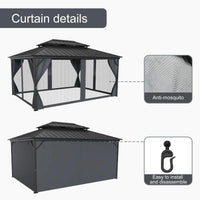Garvee Hardtop Gazebo 12'x16' Double Metal Roof Aluminum Frame Gray for Patio Deck Backyard Lawn Garden