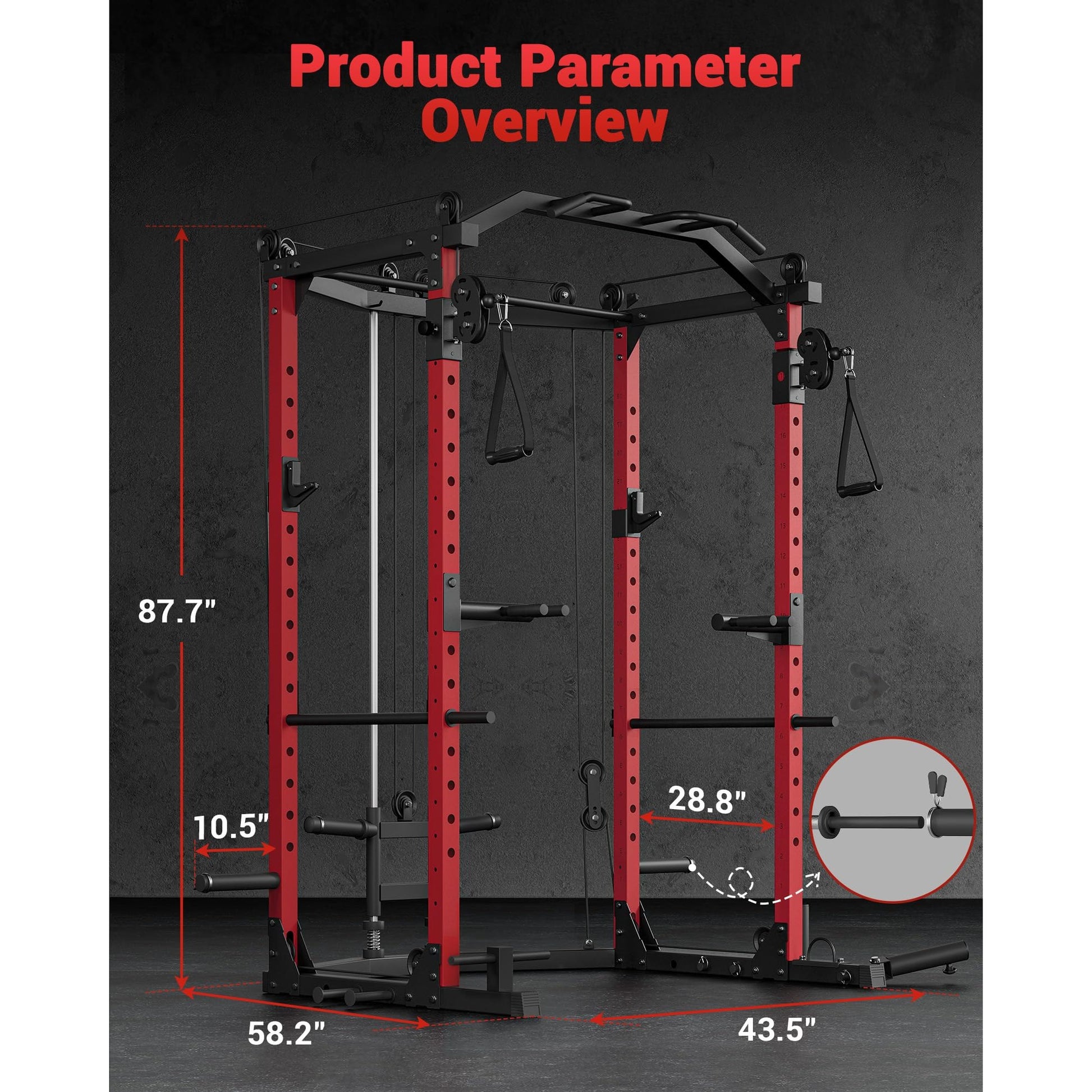 Garvee Power Cage Multi-Functional Power Racks With Cable Crossover System For Home Gym 1600 LBS Red