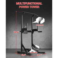 Garvee Pull Up Bar Free Standing Workout Equipment Power Tower Dip Station Home Gym 450LBS Black