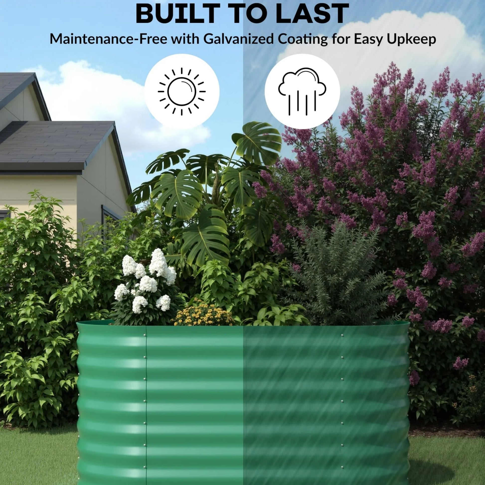 Garvee 2 Pcs Raised Garden Beds Outdoor 4x2x2 ft Galvanized Steel Planter Box Green Rust-Resistant Easy Assembly