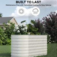 Garvee 2 Pcs Raised Garden Beds Outdoor 4x2x2ft Galvanized Steel Planter Box Beige Rust-Resistant Easy Assembly