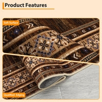 Garvee Modern Washable Rugs 5x7 Soft Non Slip Living Room Rugs Ultra Thin Low Pile Large Bedroom Carpet Red Brown