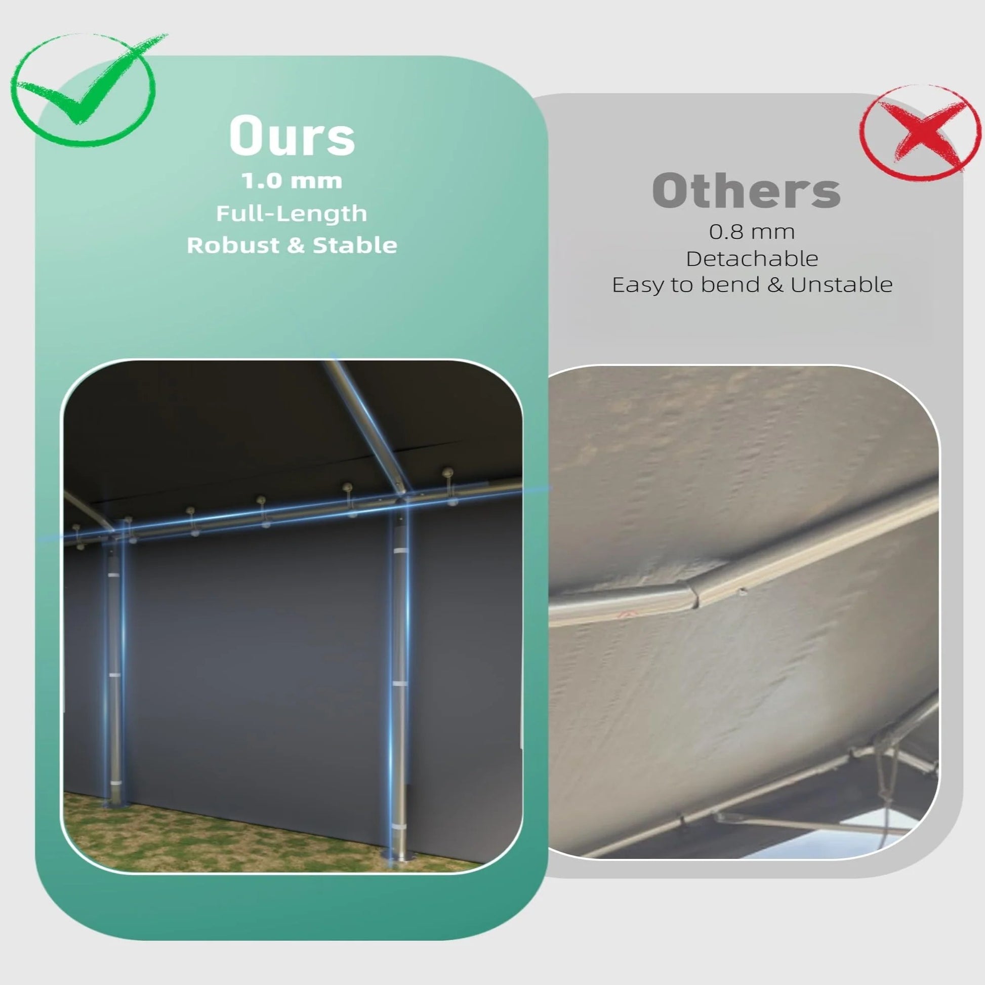 Garage portable Garvee 10x20 pieds avec bâche en PE 200g, portes avant et arrière enroulables, 4 fenêtres, gris - Abri de voiture pour bateaux, camionnettes, événements