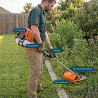 Garvee 52cc 2-Cycle Gas Weed Eater, 3-in-1 Multifunctional Brush Cutter & Trimmer for Professional Greenery Trimming, 17.3" Cutting Head, 10" Trimmer Head, Backpack Design