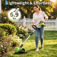 Garvee 20V Grass Trimmer With Dual Lithium Batteries, 8 Cutting Lines, Portable Electric Garden Cutter, Lightweight Design