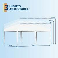 Garvee 10'x20' Pop Up Canopy Heavy Duty & Waterproof Canopy Without Sidewalls for Outdoor Party,Camping,Pickup-White