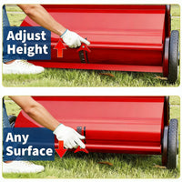 Garvee Push Lawn Sweeper 21-Inch Width, Enhanced 4-Brush System, Heavy Duty Steel Frame, Yard And Garden Cleanup, Red