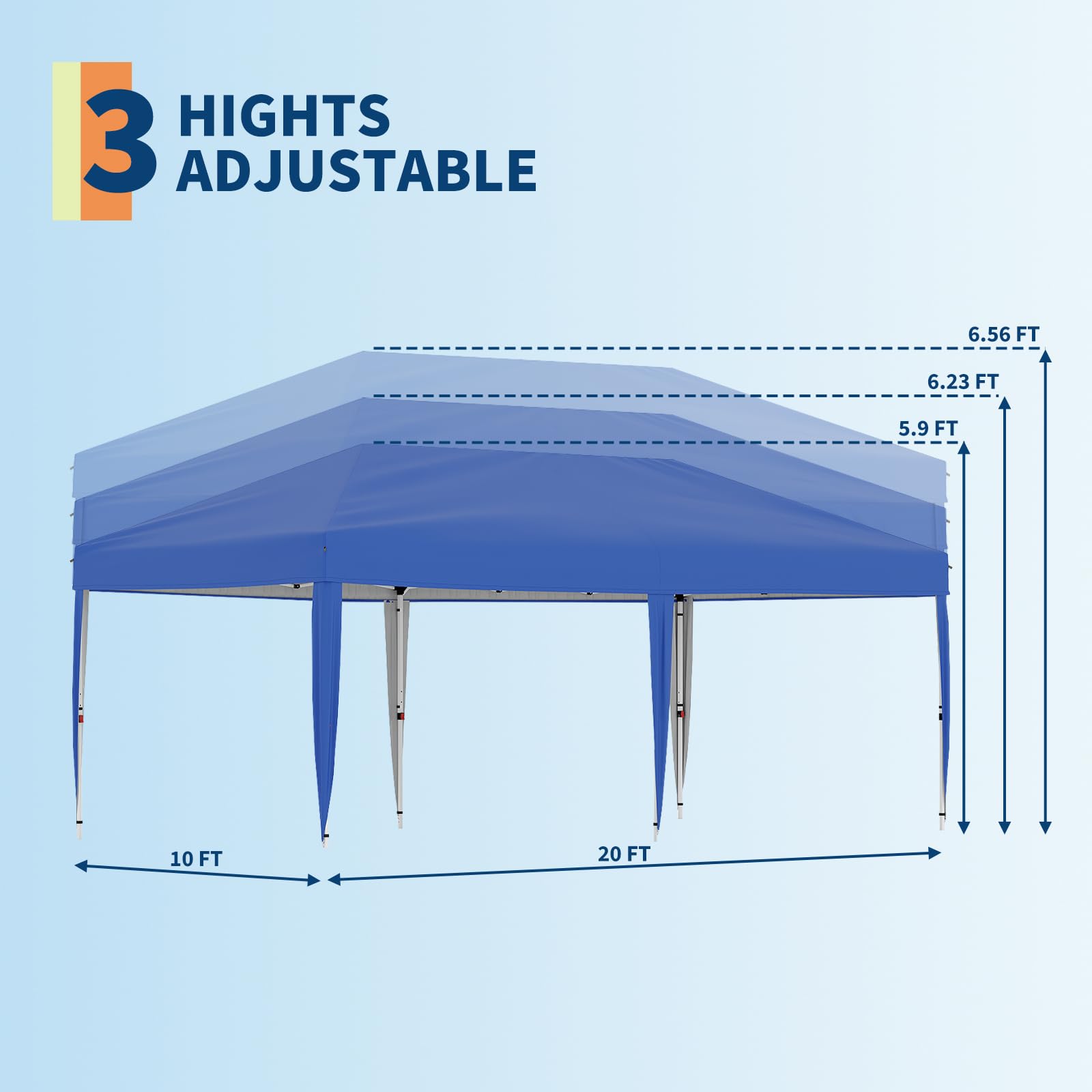 Garvee 10' X 20' Pop up Canopy Tent with 210 D Oxford Fabric, Portable Instant Commercial Canopy Including 12 Stakes 6 Sandbags for Farmers' Market, Wedding Event, Outdoor Camping-Blue