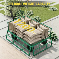Garvee 500 lb Q235 Steel Garden Cart, Heavy-Duty Utility Wagon with Removable Steel Mesh Bed, Removable Mesh Sides, 2-in-1 Convertible Flatbed, 10" Pneumatic Tires, 180° Rotating Handle, Green, for Yard, Lawn, Farm and Landscaping