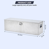 Boîte à outils en aluminium Garvee de 48 pouces pour benne de camion, coffre de rangement robuste et étanche avec serrure pour camions, remorques, camping-cars, argent