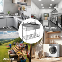 Garvee Stainless Steel Free Standing Single Bowl Sink with Faucet for Laundry Kitchen Garage Outdoor, Adjustable Legs, Silver