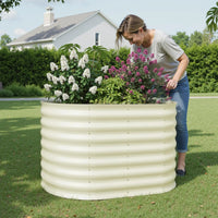 Garvee 2 Pcs Raised Garden Beds Outdoor 4x2x2ft Galvanized Steel Planter Box Beige Rust-Resistant Easy Assembly