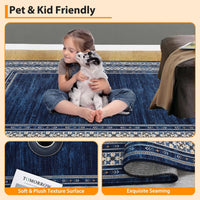Garvee Modern 10x13 Area Rugs Soft Washable Non Slip Low Pile Blue for Living Room Bedroom Nursery Office
